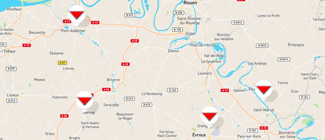 Carte de nos établissements